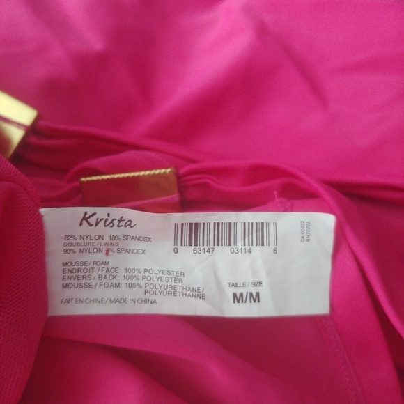 Krista Pink Swimsuit Tankini Top Size Medium Women's Fuschia Barbie Bright - Picture 6 of 6